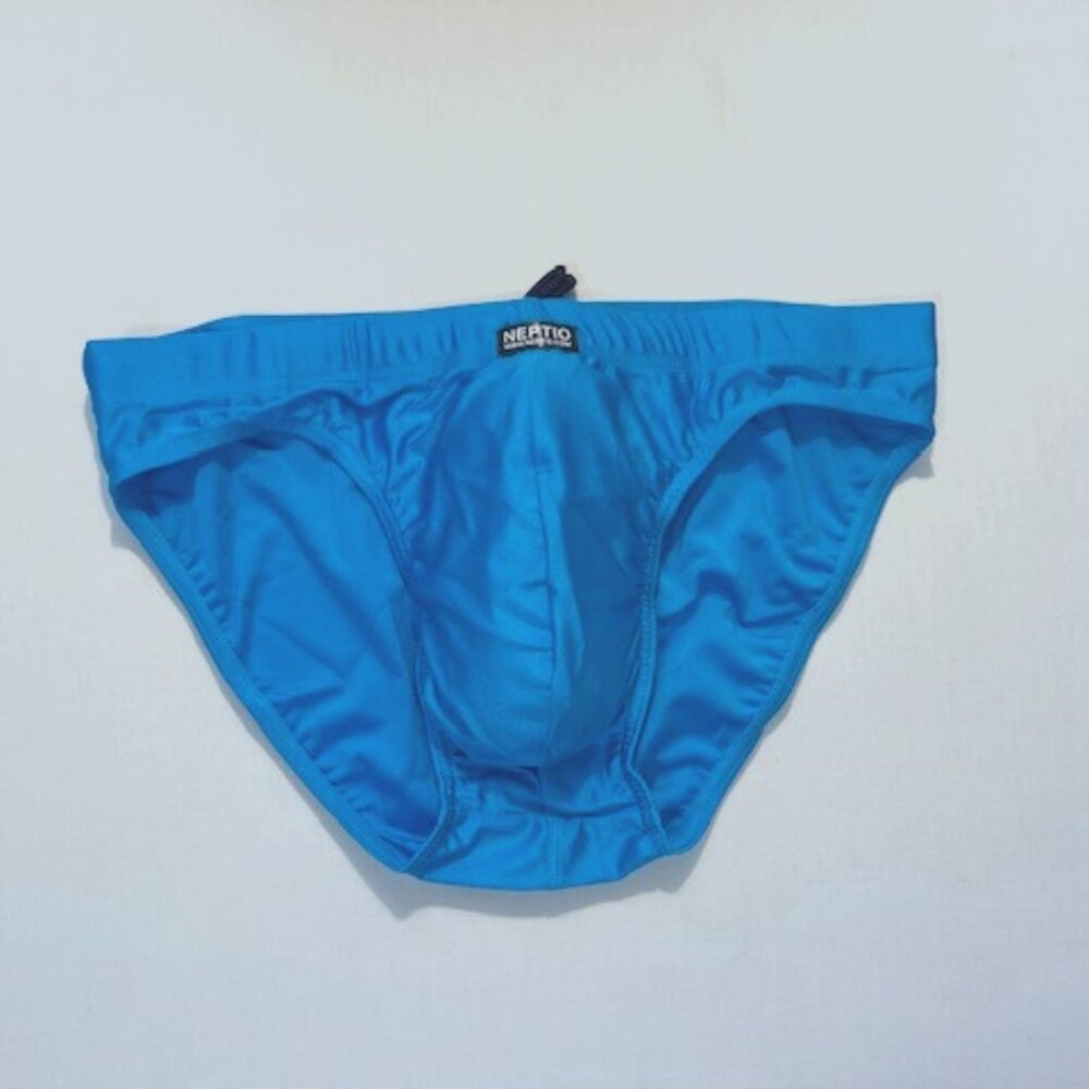 "Playa" Size "Large" Low Rise Bikini Swim Brief by NEPITO - Azure Blue/Black